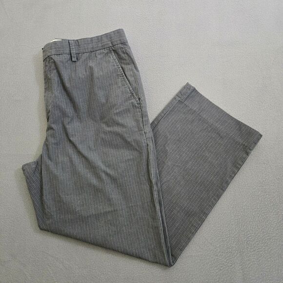Banana Republic Men 36X30 (37X28.5) Navy Striped Flat Front Dress Pants - Picture 1 of 13